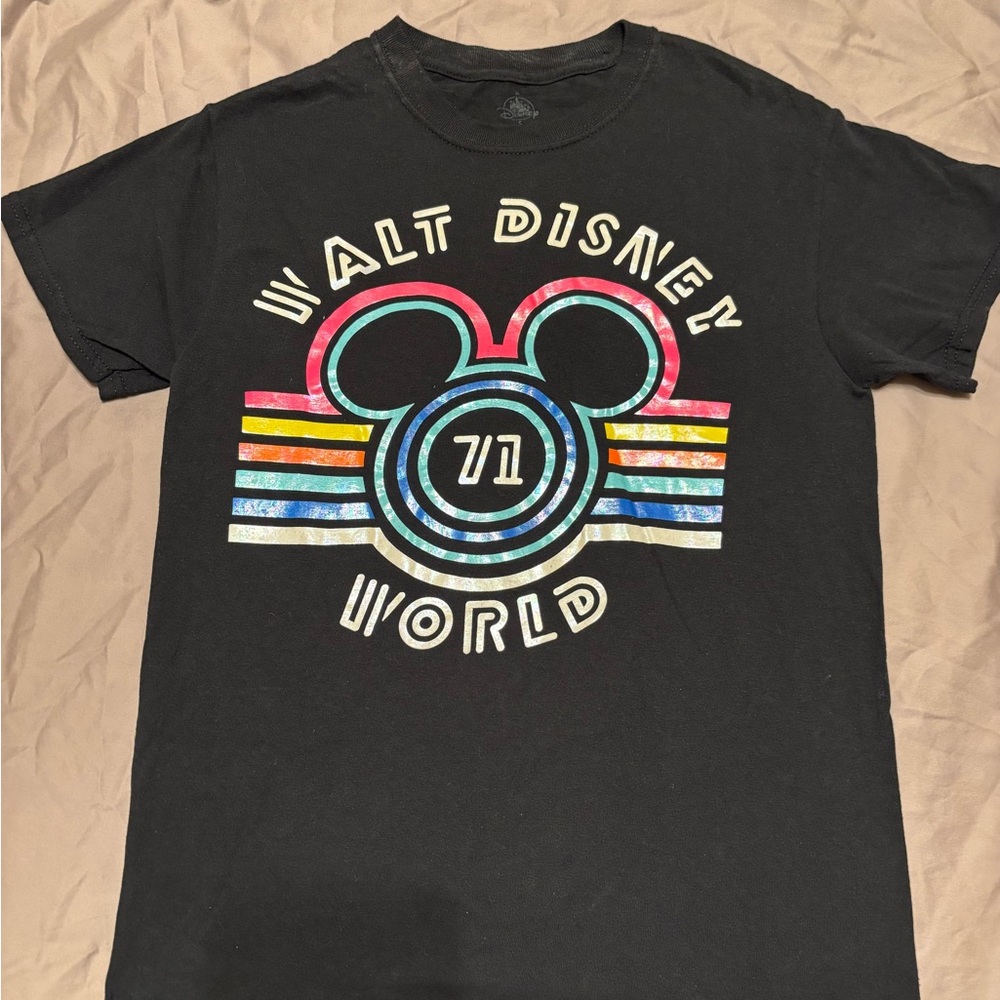 Disney Pearlized Retro Mickey Mouse Icon Striped T-Shirt